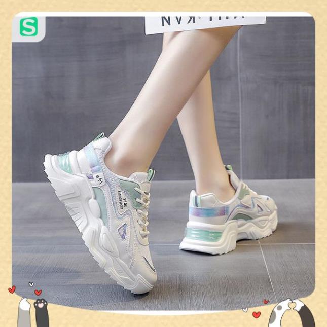 Giày Thể Thao Nữ Màu Trắng Đế Cao 5cm Kiểu Dáng Năng Động Trẻ Trung,Giày Nữ Mẫu Mới Êm Chân Thoáng Khí