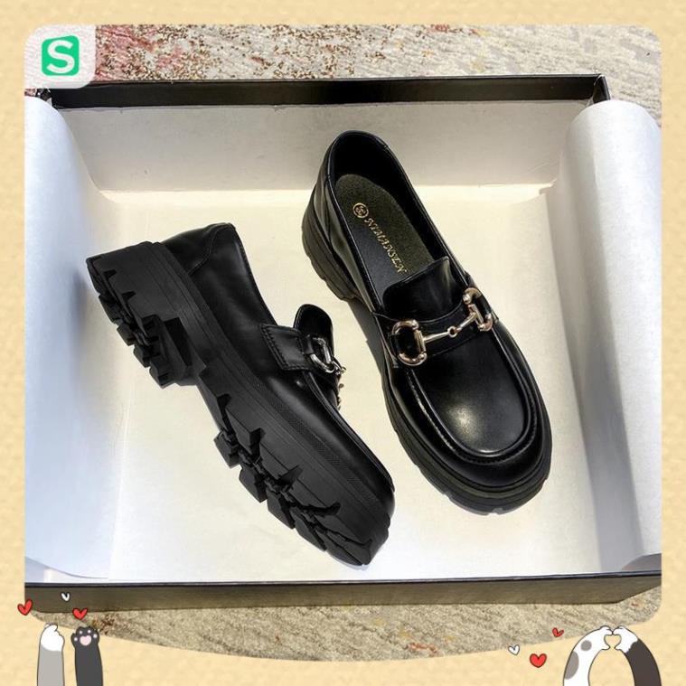 Giầy búp bê nữ da mềm quai xích đôn đế cao 4cm, giày nữ đi học ULZZANG SHOES phong cách hàn quốc