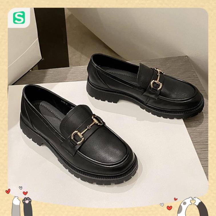 Giầy búp bê nữ da mềm quai xích đôn đế cao 4cm, giày nữ đi học ULZZANG SHOES phong cách hàn quốc