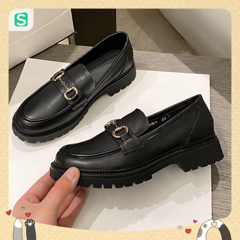 Giầy búp bê nữ da mềm quai xích đôn đế cao 4cm, giày nữ đi học ULZZANG SHOES phong cách hàn quốc