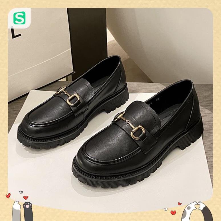 Giầy búp bê nữ da mềm quai xích đôn đế cao 4cm, giày nữ đi học ULZZANG SHOES phong cách hàn quốc