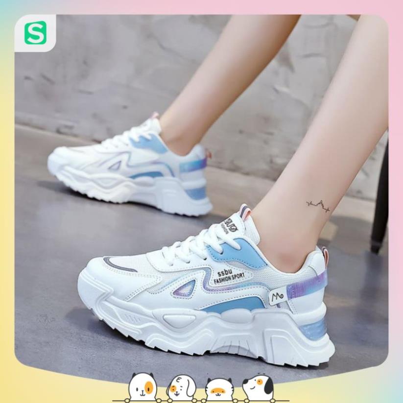 Giày Thể Thao Nữ Màu Trắng Đế Cao 5cm Kiểu Dáng Năng Động Trẻ Trung,Giày Nữ Mẫu Mới Êm Chân Thoáng Khí
