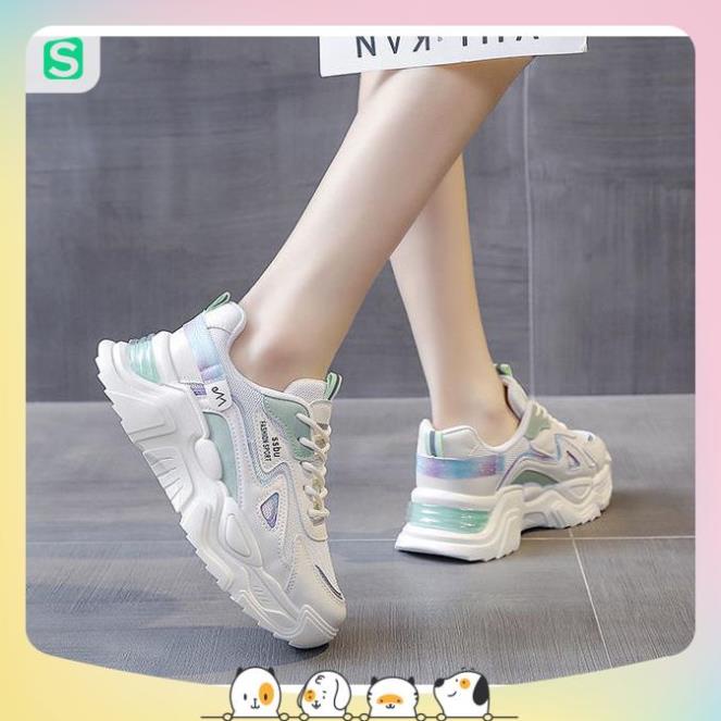 Giày Thể Thao Nữ Màu Trắng Đế Cao 5cm Kiểu Dáng Năng Động Trẻ Trung,Giày Nữ Mẫu Mới Êm Chân Thoáng Khí