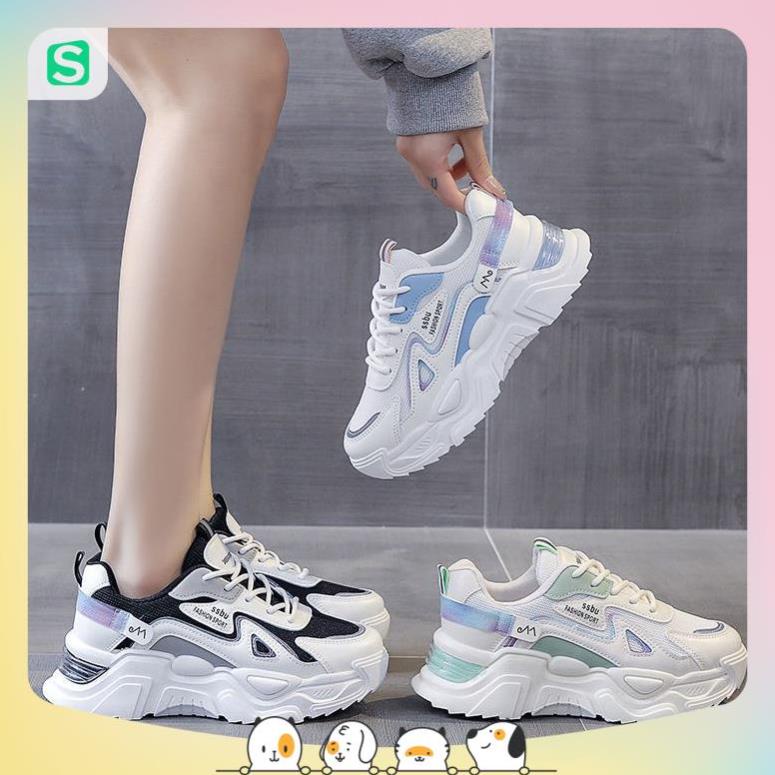 Giày Thể Thao Nữ Màu Trắng Đế Cao 5cm Kiểu Dáng Năng Động Trẻ Trung,Giày Nữ Mẫu Mới Êm Chân Thoáng Khí