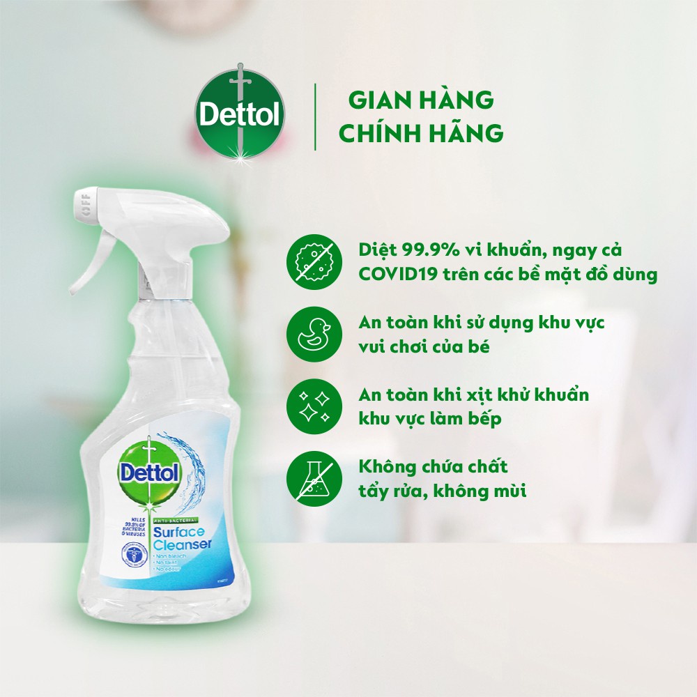 Chai xịt vệ sinh bề mặt kháng khuẩn Dettol 500ml