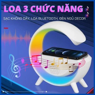 Loa bluetooth kiêm đèn led thông minh, sạc không dây cho điện thoại sử dụng loa nghe nhạc đèn bàn sạc điện thoại