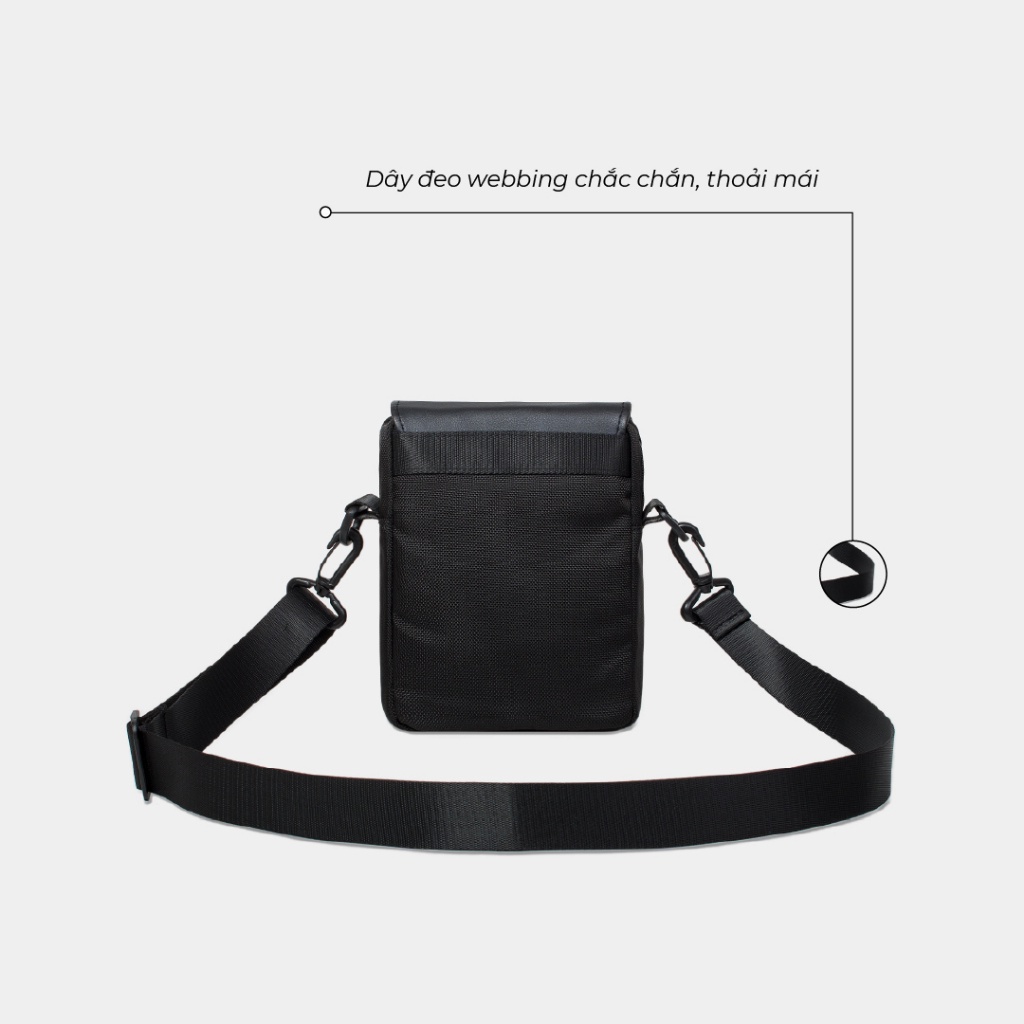 Túi Đeo Chéo Nam Nữ Shondo Logo SH Đen Viền Trắng TUIX12