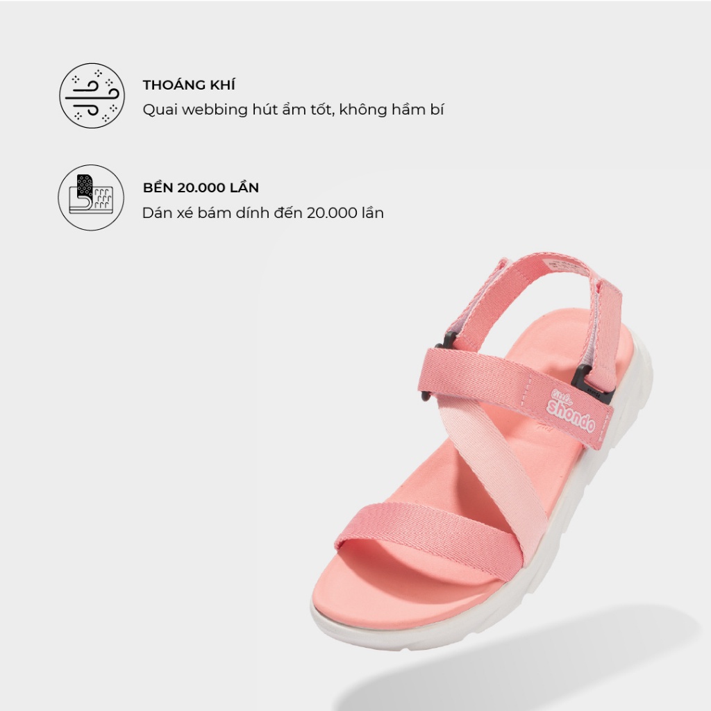 Giày Sandal Quai Dán Bé Trai Bé Gái LITTLE SHONDO F6 Sport Siêu Nhẹ Đế Mềm, Êm Đi Học Đi Chơi Hồng Trắng LIT0070