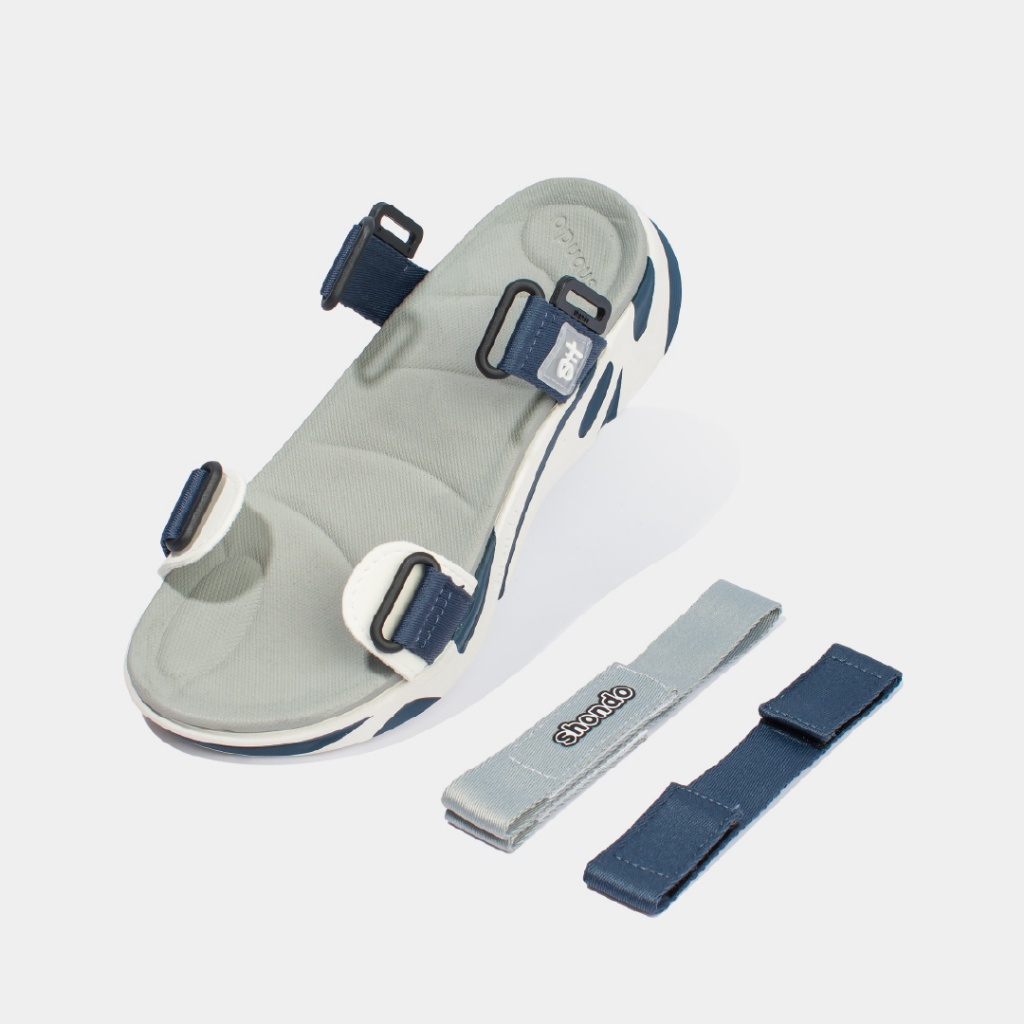 Giày Sandal Nam Nữ Shondo Êm Chân, Bền F8 Xám Xanh Navy Ver.2 F8M0323