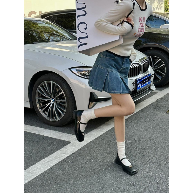 Giày Búp Bê Da Cao Cấp Mũi Vuông Phong Cách Pháp Cổ Điển Thời Trang 2023 Dành Cho Nữ