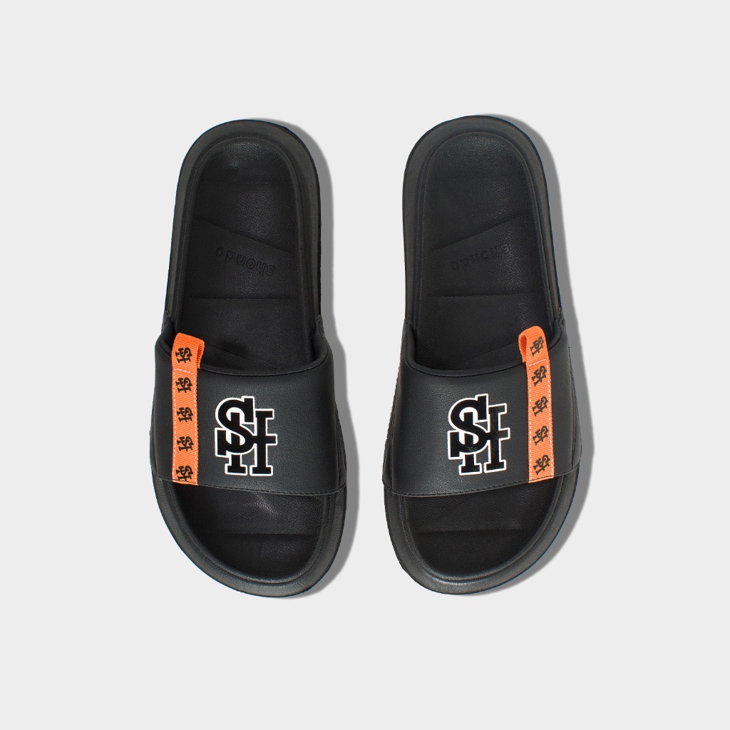 Dép Trendy III Thêu Chữ SH Shondo Full Đen TRE1111