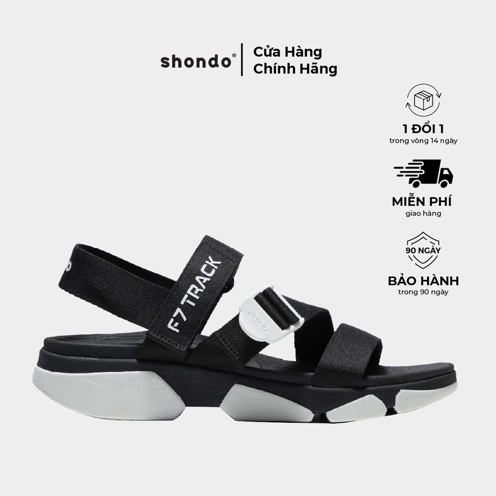  Giày Sandals Shondo F7 Track đen đế trắng F7T0010