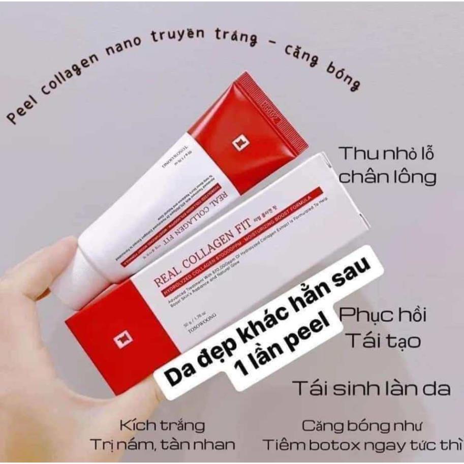 Peel collagen nano căng bóng, Real collagen fit Hàn Quốc 50ml. Giúp da trắng sáng, mịn màng, tăng Collagen