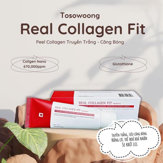 Peel collagen nano căng bóng, Real collagen fit Hàn Quốc 50ml. Giúp da trắng sáng, mịn màng, tăng Collagen