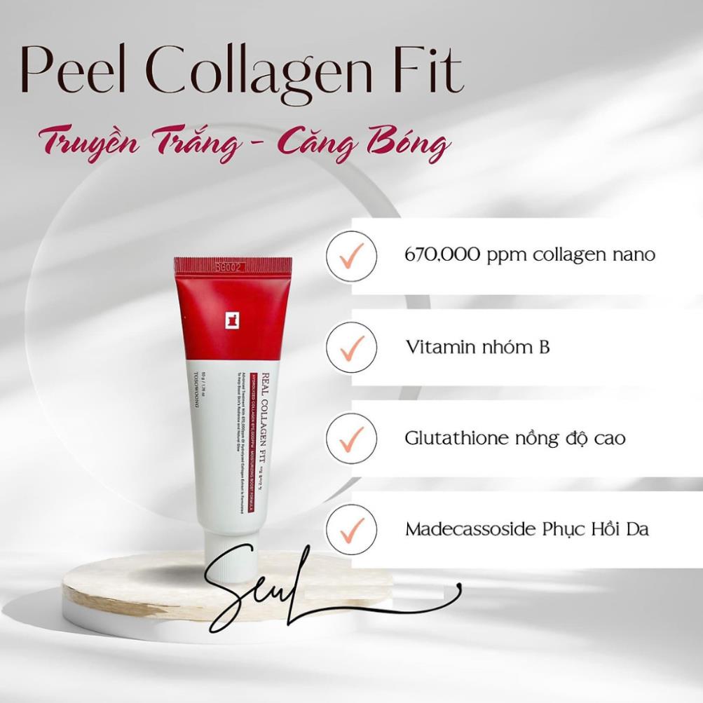 Peel collagen nano căng bóng, Real collagen fit Hàn Quốc 50ml. Giúp da trắng sáng, mịn màng, tăng Collagen