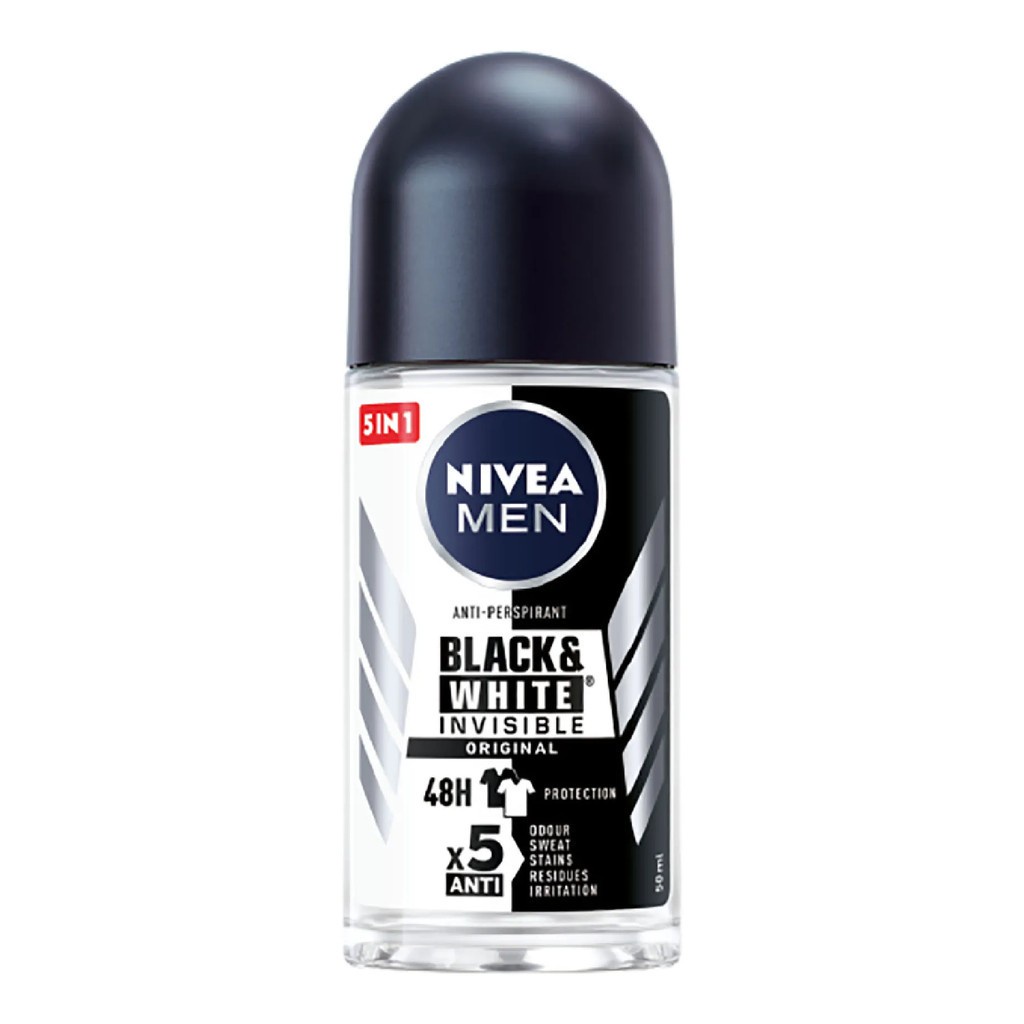 Lăn Ngăn Mùi NIVEA MEN Black&White Ngăn Vệt Ố Vàng Vượt Trội - Hương Nhẹ Nhàng (50 ml) - 82245