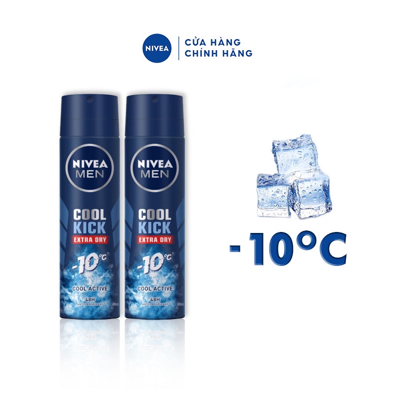 Bộ 2 Xịt Ngăn Mùi NIVEA MEN Cool Kick Mát Lạnh - Thơm Năng Động (150 ml) - 82883