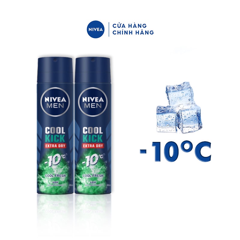 Bộ 2 Xịt Ngăn Mùi NIVEA MEN Cool Kick Mát Lạnh - Thơm Sảng Khoái (150 ml) - 83165