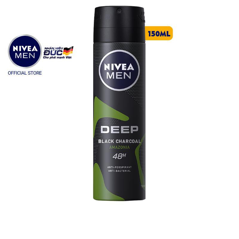 Xịt Ngăn Mùi NIVEA MEN Deep Than Đen Hương Rừng Amazon (150 ml) - 85371