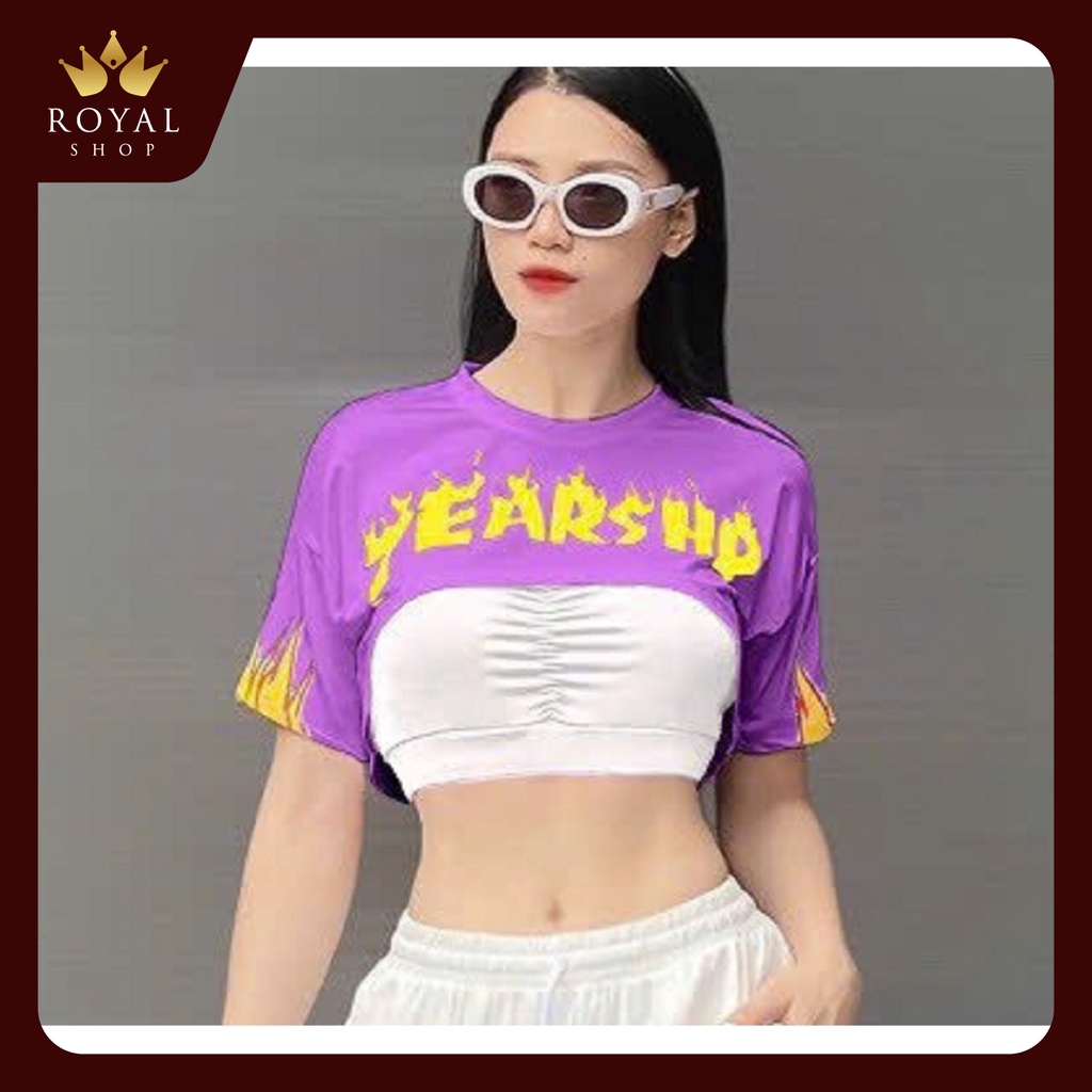 Áo Croptop Mặc Ngoài Họa Tiết Chữ TEAR Tập Dance Sport, Aerobic, Đồng Phục Đội Nhóm
