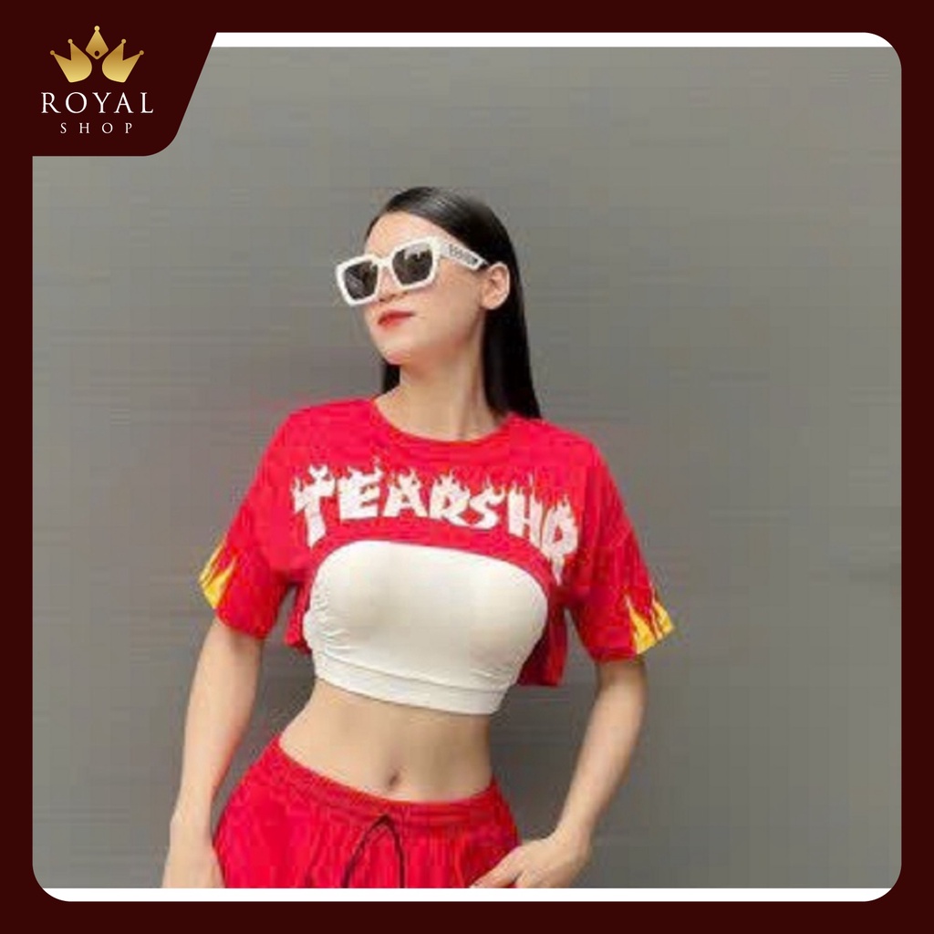Áo Croptop Mặc Ngoài Họa Tiết Chữ TEAR Tập Dance Sport, Aerobic, Đồng Phục Đội Nhóm