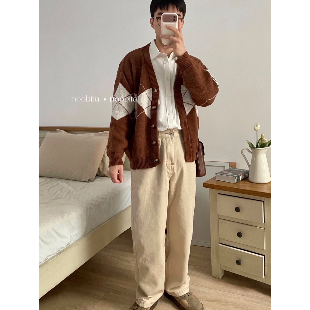 NOOBITA - Cardigan len mềm dày dặn hoạ tiết quả trám 8037