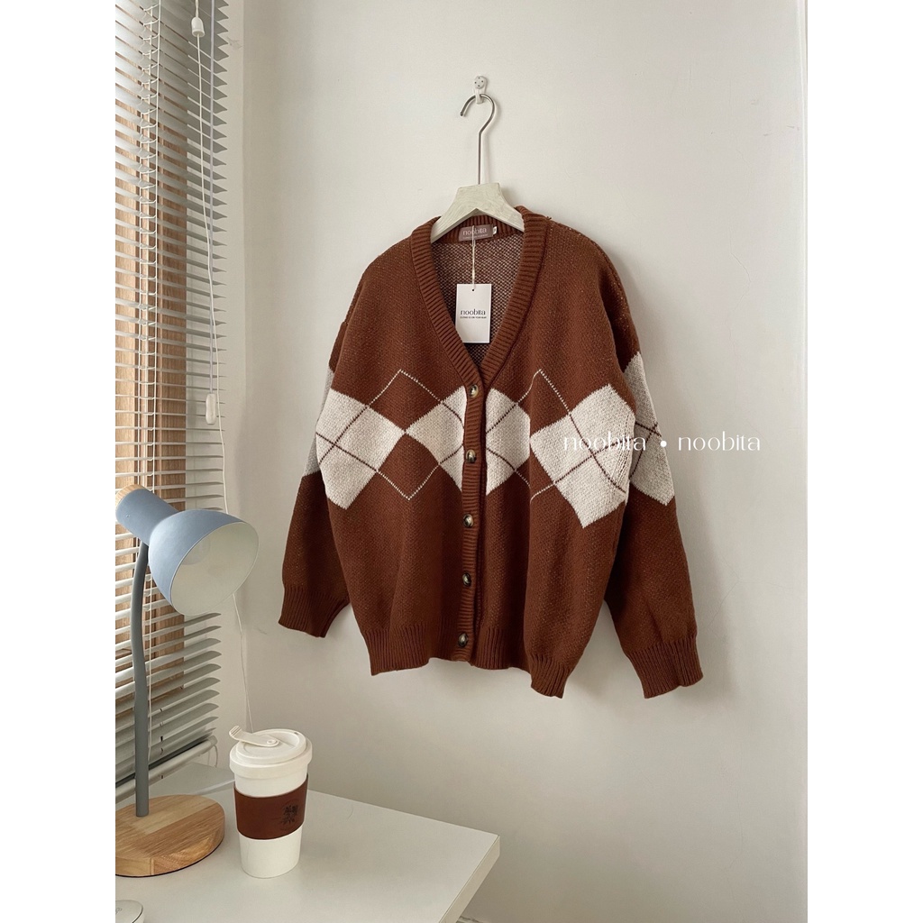 NOOBITA - Cardigan len mềm dày dặn hoạ tiết quả trám 8037