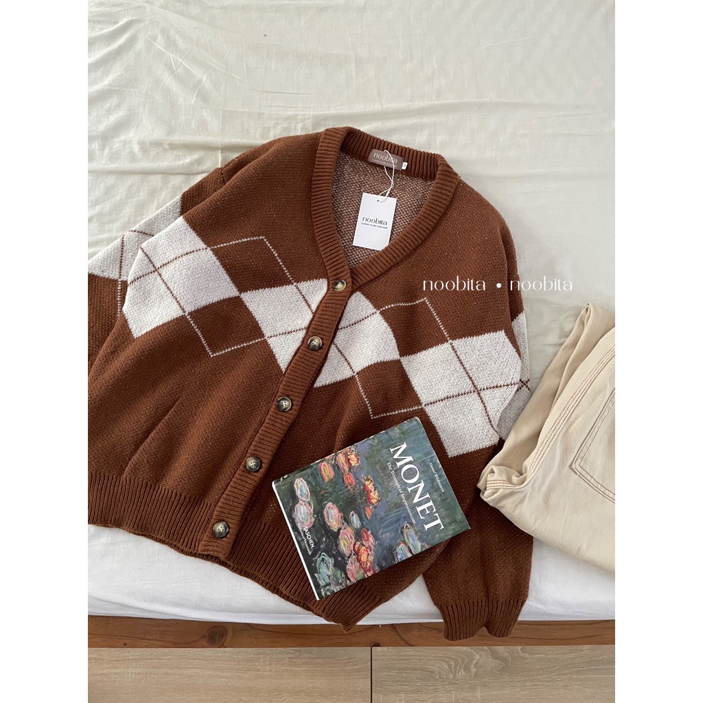 NOOBITA - Cardigan len mềm dày dặn hoạ tiết quả trám 8037