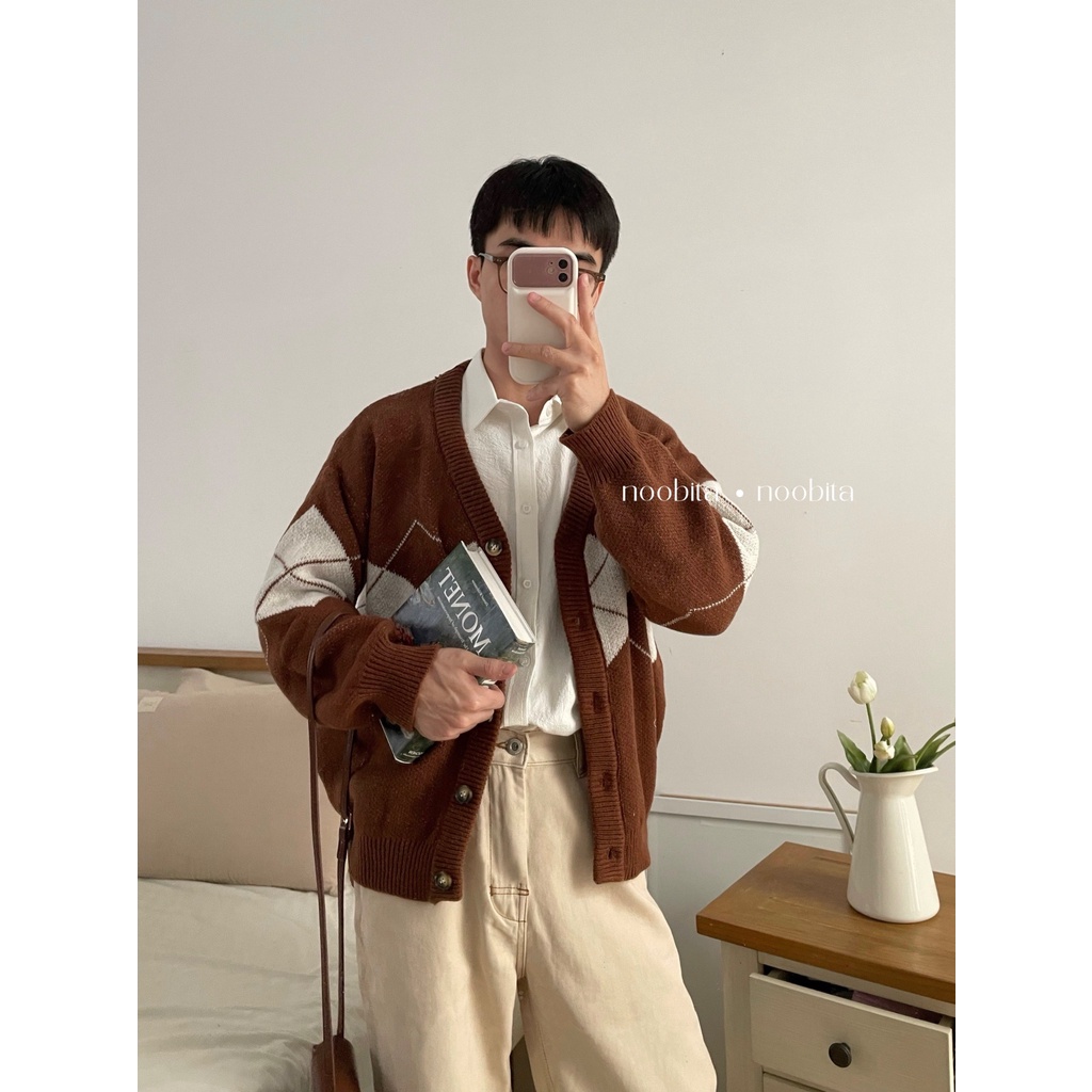 NOOBITA - Cardigan len mềm dày dặn hoạ tiết quả trám 8037
