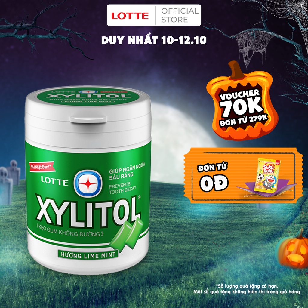 Kẹo Gum không đường Lotte Xylitol - Hương Lime Mint 130,5 g