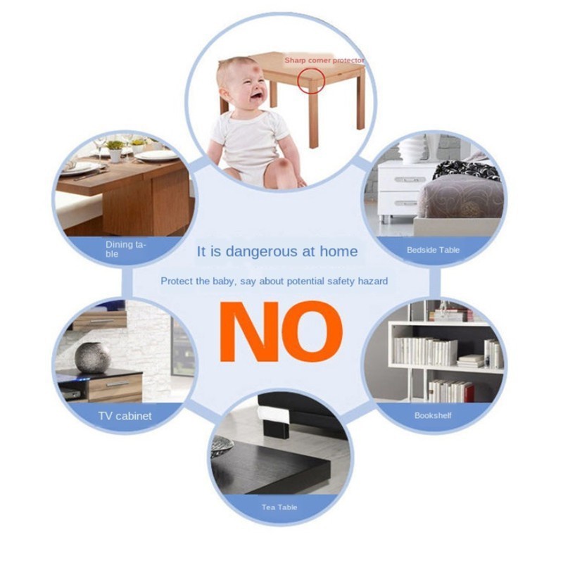 Miếng Bịt Góc Bàn Bọc Góc Bàn Bo Tròn Bọc Cạnh Bàn Hình Vuông Kèm Băng Dính