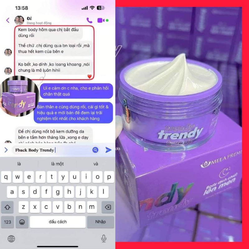 Body Tím Trendy Chính Hãng Kèm Ủ Trắng