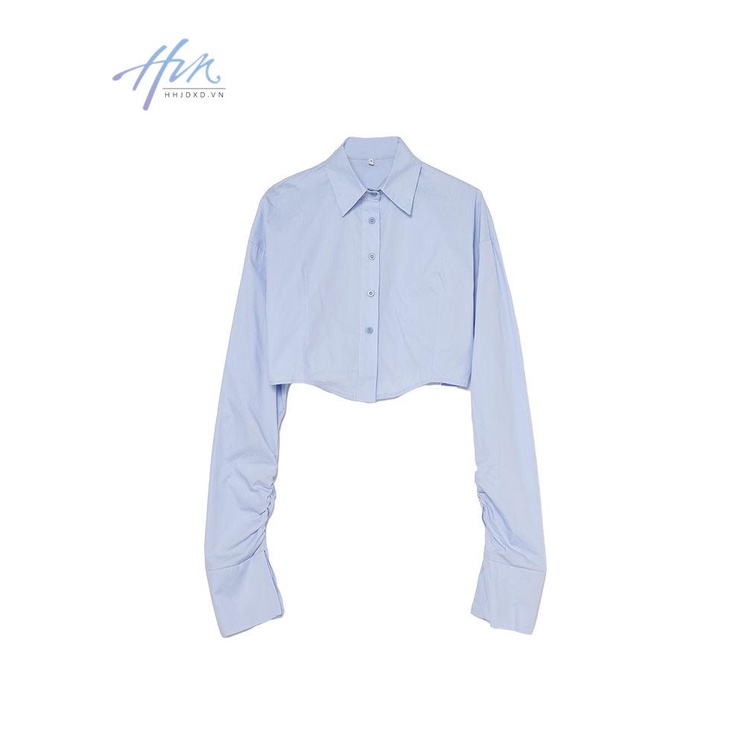 Áo Sơ Mi Tay Dài Dáng Ngắn Thời Trang Xuân Thu Cho Nữ