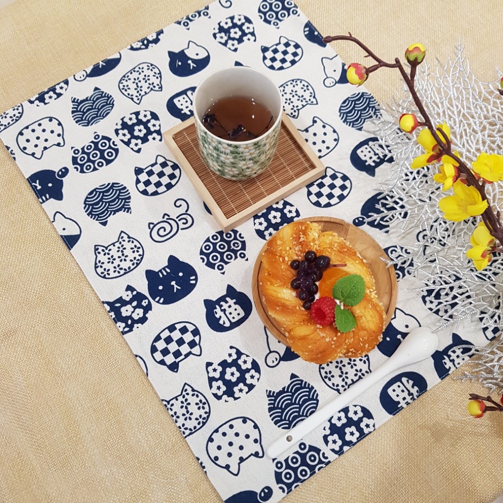 Tấm vải trang trí màu trơn, họa tiết lót bàn ăn chén đĩa, Khăn canvas decor bàn tiệc, lót ly cốc chụp ảnh