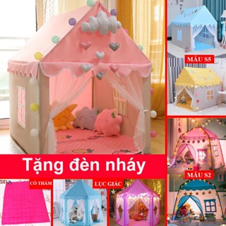 Tặng đèn nháy Lều cho bé, lều công chúa hoàng tử vải COTTON hàng cao cấp