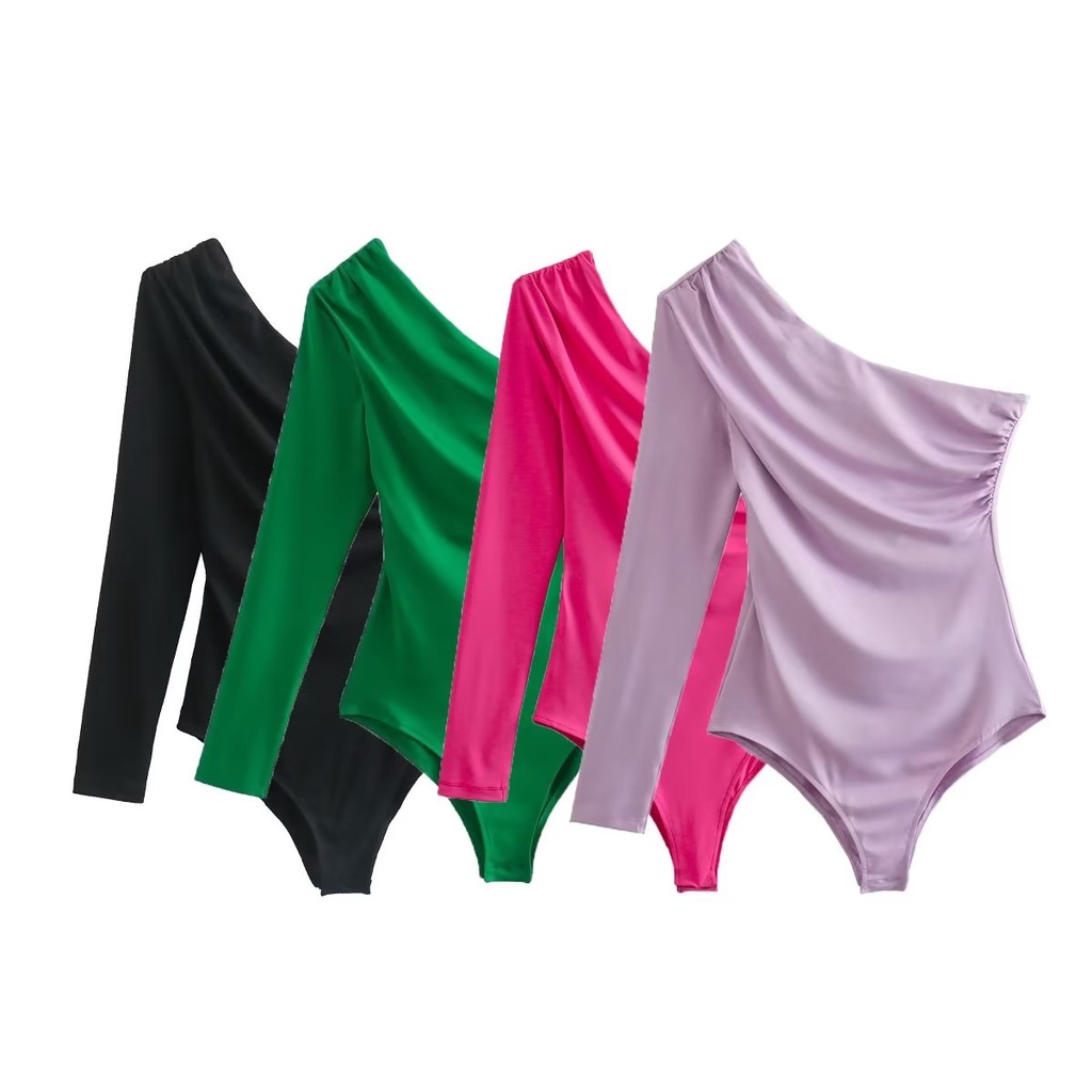 Morocco Zara áo thun lệch vài jumpsuit