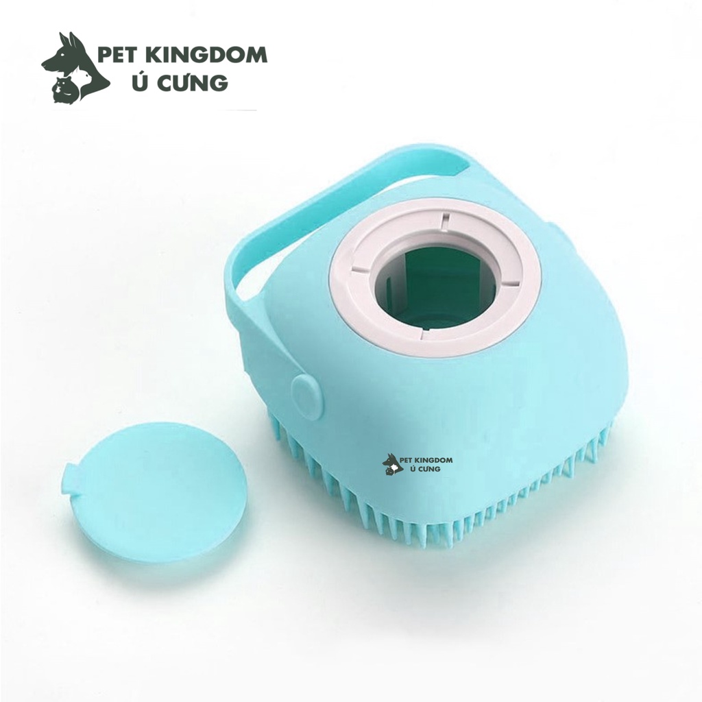 Bàn Chải Tắm Silicon Cho Chó Mèo Tạo Bọt Có Ngăn Đựng Sữa Tắm