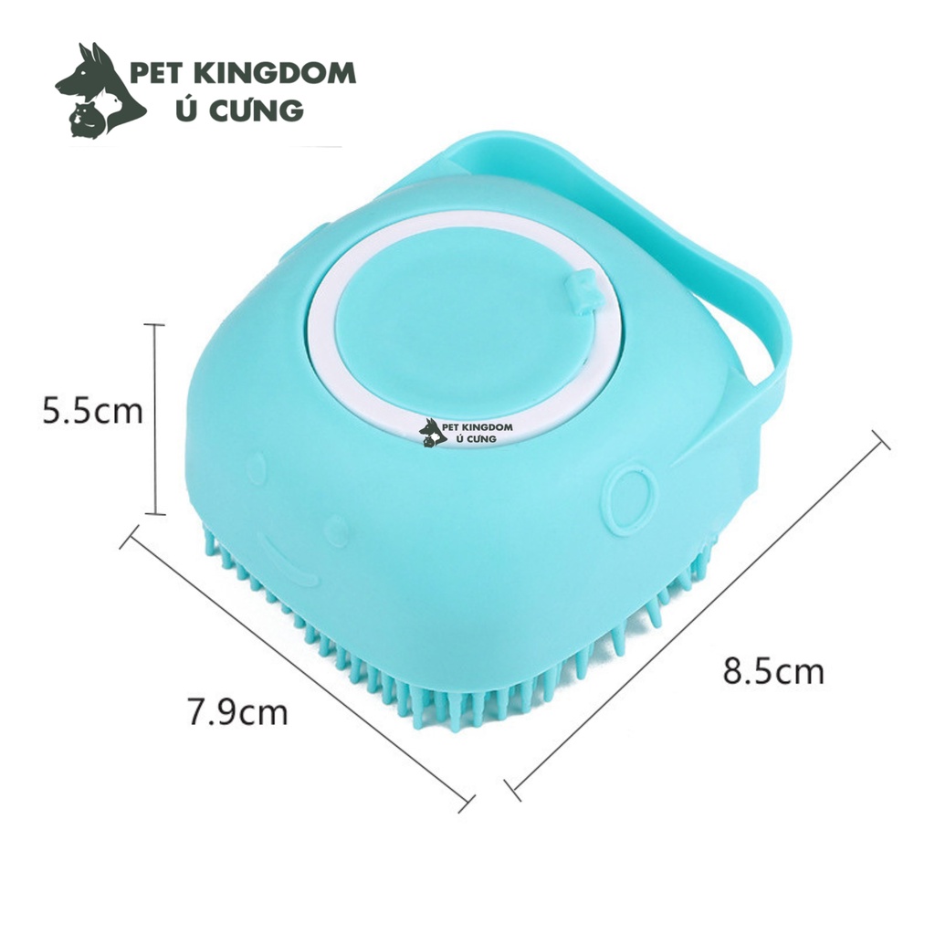 Bàn Chải Tắm Silicon Cho Chó Mèo Tạo Bọt Có Ngăn Đựng Sữa Tắm