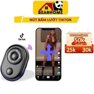 Nút bấm chụp hình BEARHOME bluetooth 5.0 điều khiển từ xa, xem phim lướt lên xuống qua lại kích thước nhỏ gọn
