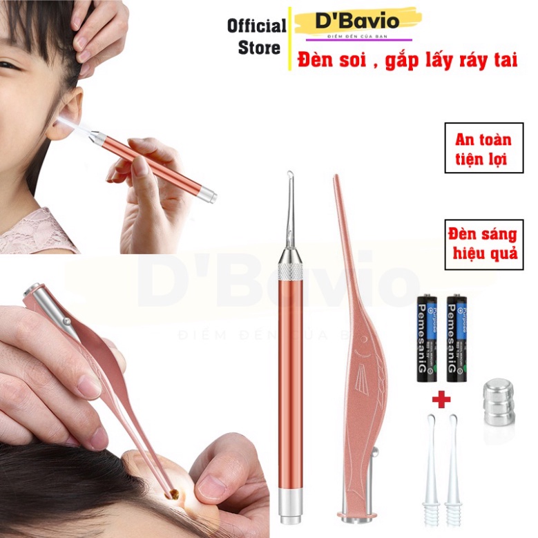Bộ lấy ráy tai, ngoáy tai có đèn cho bé Bộ dụng cụ lấy ráy tai chuyên nghiệp