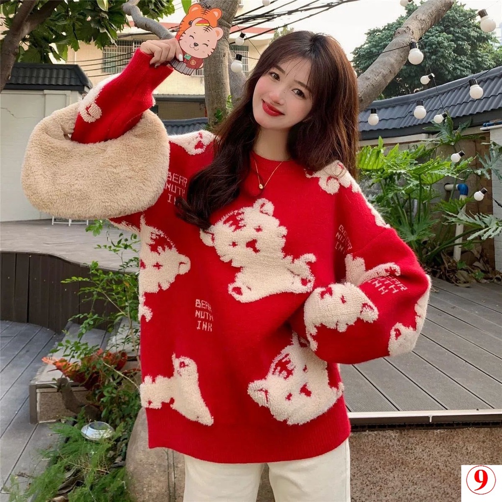 Áo Khoác sweater Dệt Kim Dáng Rộng In Họa Tiết Hoạt Hình Thời Trang Xuân Thu 2023