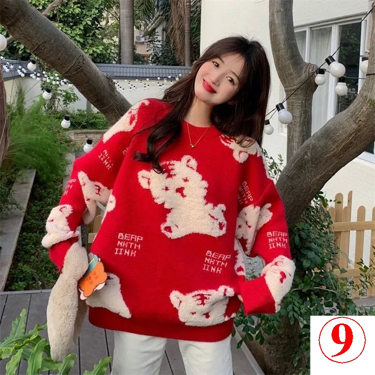 Áo Khoác sweater Dệt Kim Dáng Rộng In Họa Tiết Hoạt Hình Thời Trang Xuân Thu 2023