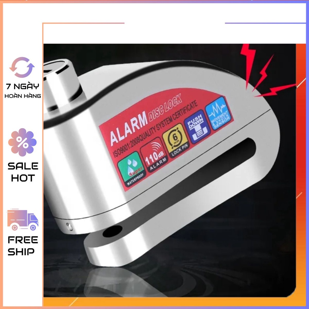 Ổ Khoá Phanh Đĩa Xe Máy Báo Động Có Còi Hú Chống Trộm Alarm Disc Lock Chống Nước An Toán Chắc Chắn .