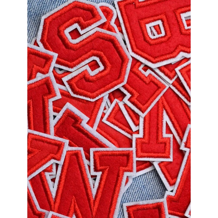 Patch vải ủi nhiệt thêu logo hình bảng chữ cái đơn giản đẹp dễ thương sticker H162