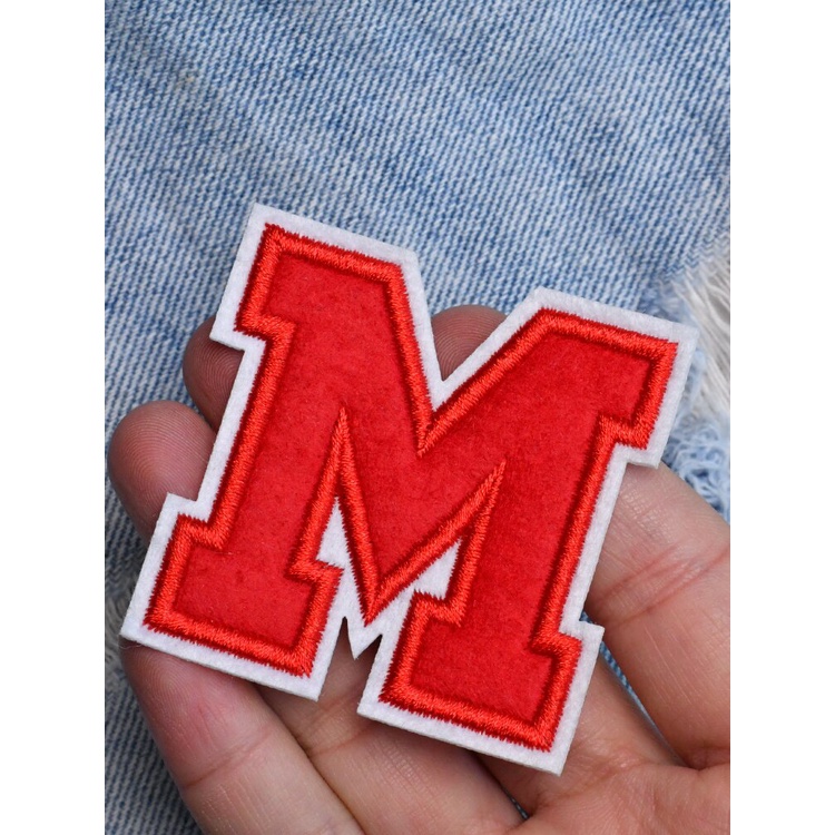 Patch vải ủi nhiệt thêu logo hình bảng chữ cái đơn giản đẹp dễ thương sticker H162