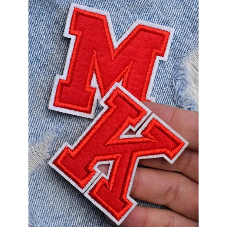 Patch vải ủi nhiệt thêu logo hình bảng chữ cái đơn giản đẹp dễ thương sticker H162