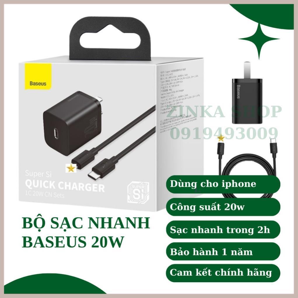 Bộ Sạc Nhanh Baseus 20W Super Si Mini USB C Hỗ Trợ QC3.0 PD / dây sạc 20W CH POPO