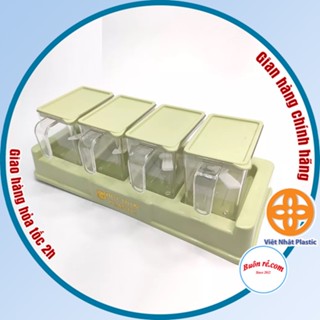 BỘ 4 HỘP ĐỰNG GIA VỊ CAO CẤP NHỰA VIỆT NHẬT CAO CẤP