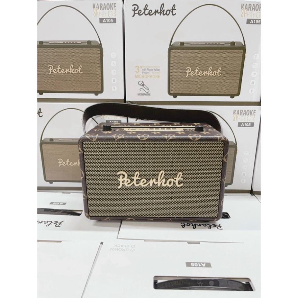 Loa Bluetooth Peterhot A105 Chính Hãng, Âm Thanh Siêu Đỉnh, Tích Hợp Cổng Micro 6.5 Karaoke Dây  - Music Official Strore