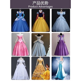 Đầm công chúa elsa / anna / nàng tiên cá màu trắng tuyết cho người lớn